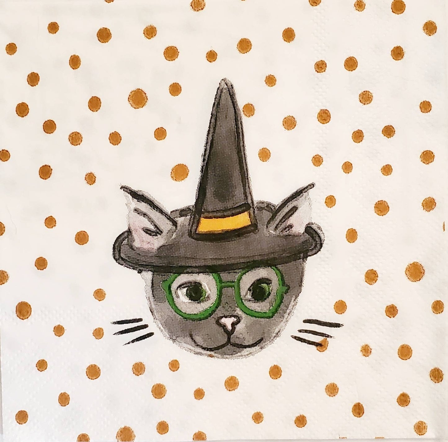 Halloween Cat Witch Paper Napkin - Cocktail Size