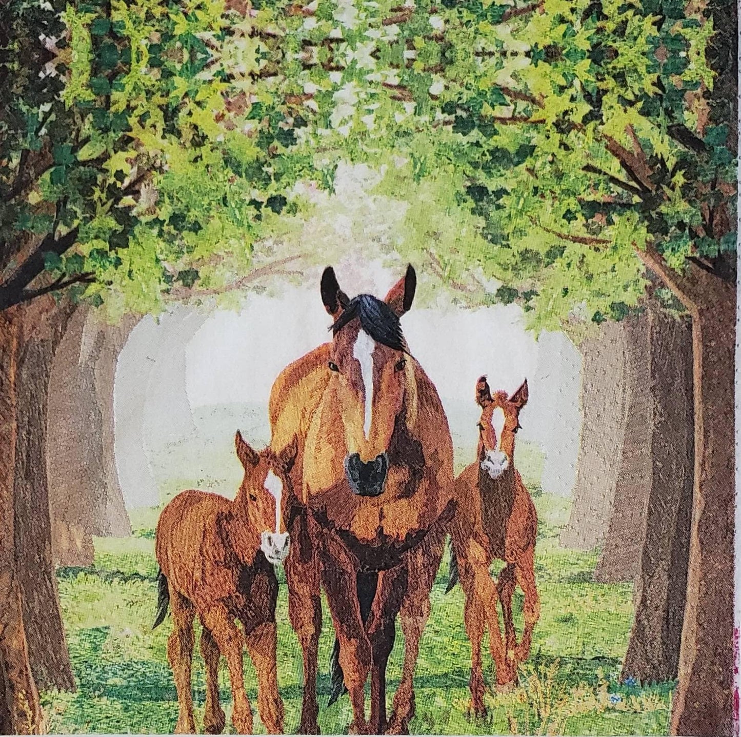 Horse Family Paper Napkin - Cocktail Size