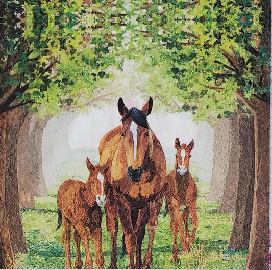 Horse Family Paper Napkin - Cocktail Size