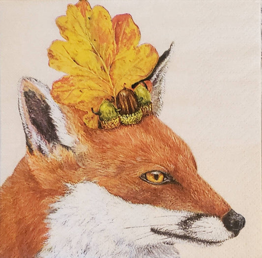 Fall Fox Paper Napkin - Cocktail Size