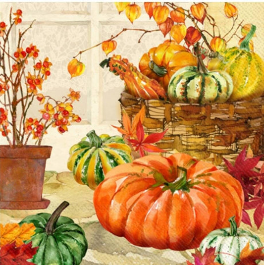 Pumpkin Harvest Paper Napkin - Cocktail Size