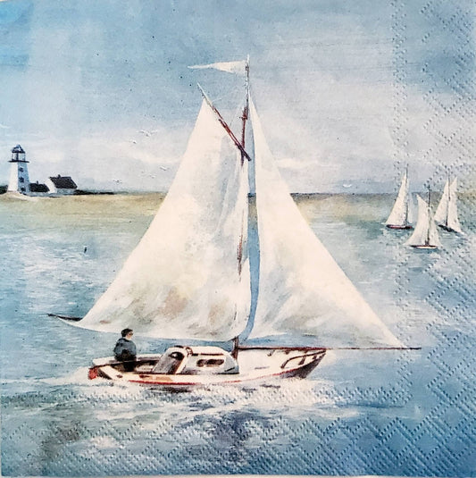 Sail Boat Fishing Ocean Paper Napkin - Cocktail Size