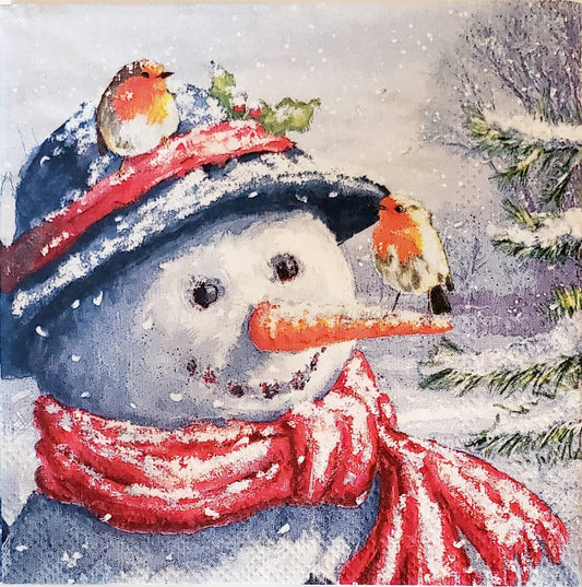 Snowman Paper Napkin - Cocktail Size