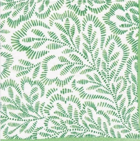 Green Leaf Print Paper Napkin - Cocktail Size