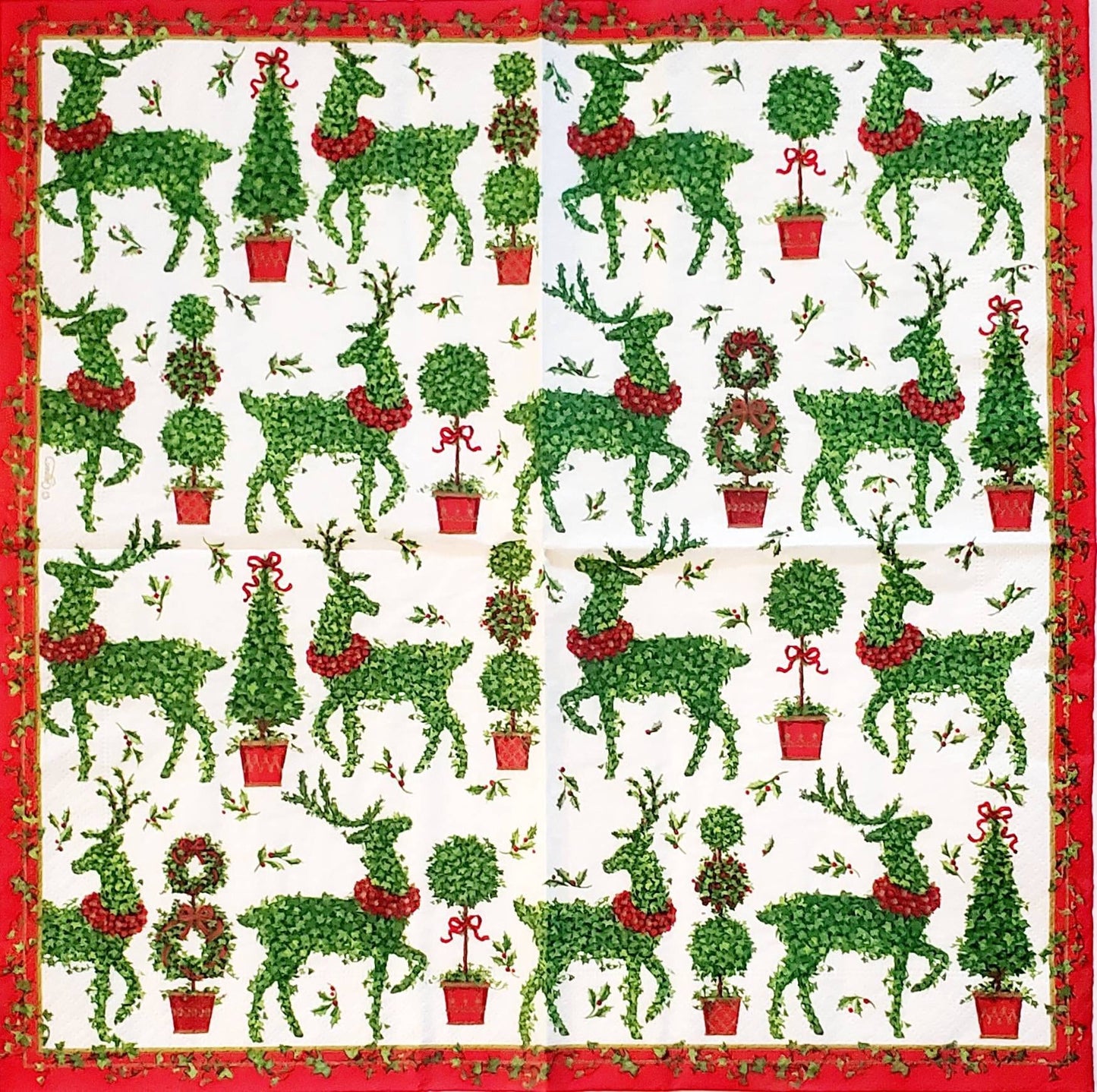 Reindeer Topiary Paper Napkin - Luncheon Size