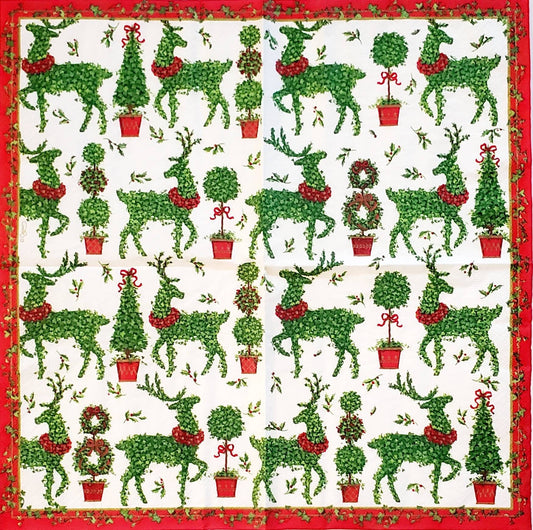 Reindeer Topiary Paper Napkin - Luncheon Size