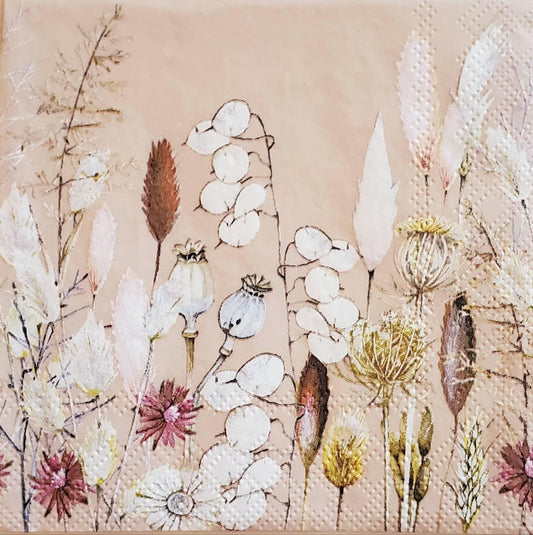 Fall Flowers Paper Napkin - Cocktail Size