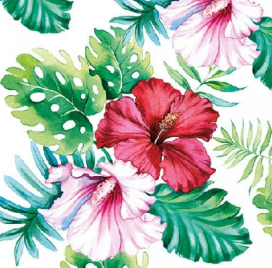 Tropical Flowers Paper Napkin - Cocktail Size