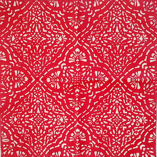 Red Snowflake Tile Paper Napkin - Cocktail Size