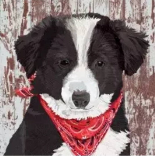 Collie Dog & Bandana Paper Napkin - Cocktail Size