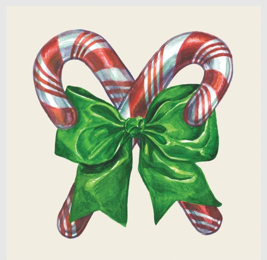 Vintage Candy Cane Napkin - Cocktail Size