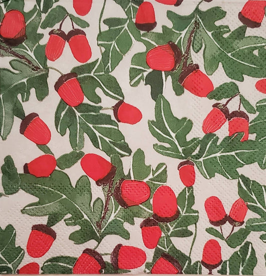 Holly Berry Paper Napkin - Cocktail Size