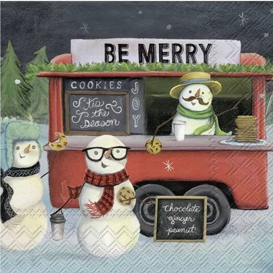 Snowman Christmas Paper Napkin - Cocktail Size