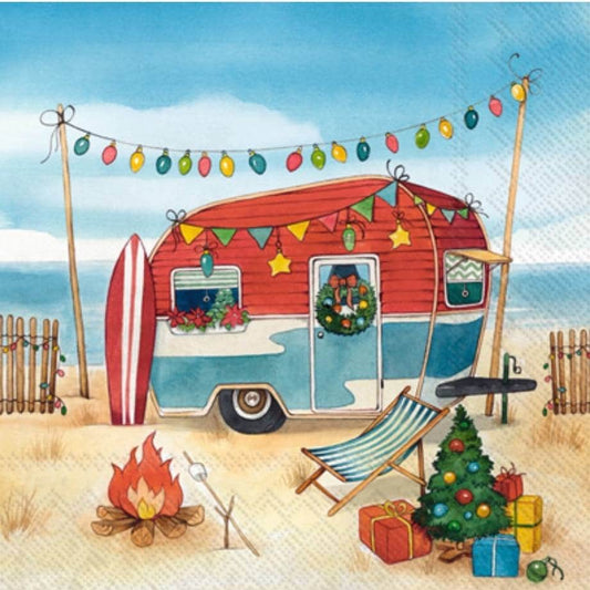 Christmas Camper RV Paper Napkin - Cocktail Size