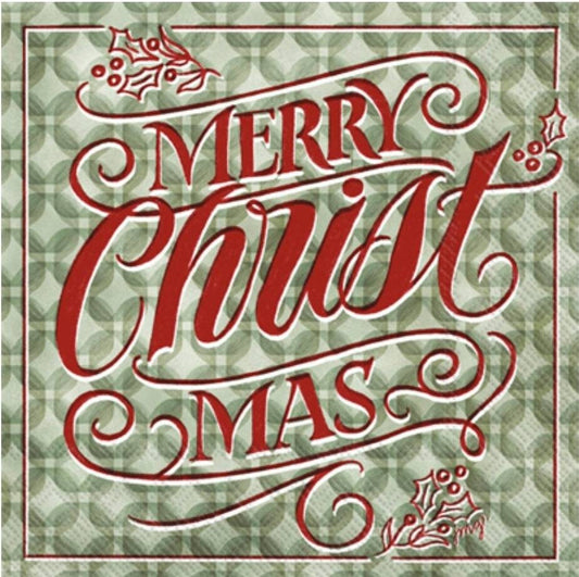Merry Christmas Christian Paper Napkin - Cocktail Size