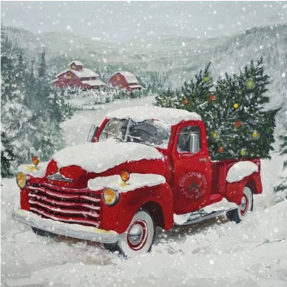 Christmas Snow Truck Paper Napkin - Cocktail Size