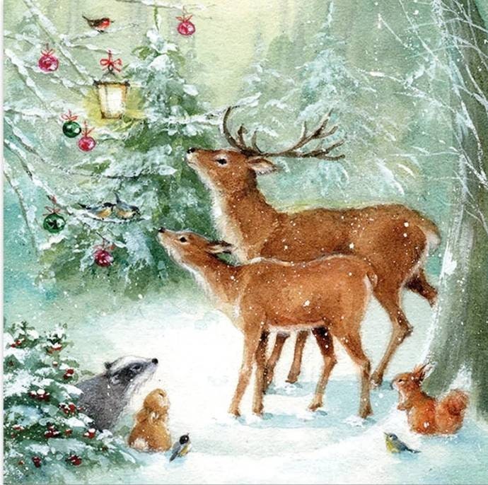 Christmas Deer Paper Napkin - Cocktail Size