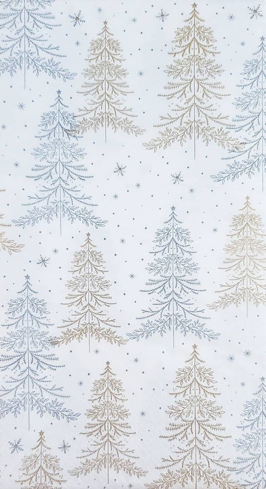 Christmas Tree Silver Gold Paper Napkin - Guest Size