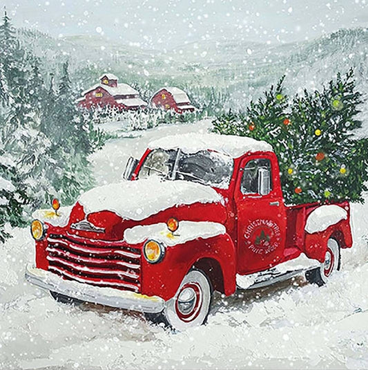 Christmas Truck Paper Napkin - Luncheon Size