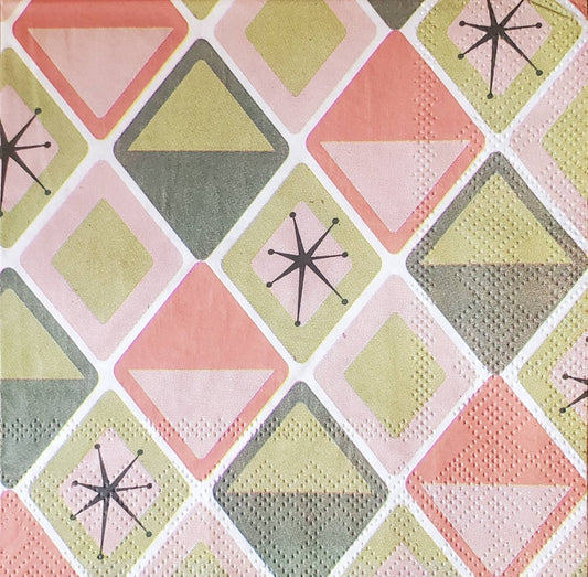 Mid Century Atomic Star Paper Napkin - Cocktail Size