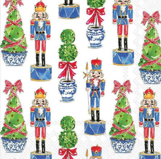 Nutcracker Topiary Christmas Tree Paper Napkin - Guest Size
