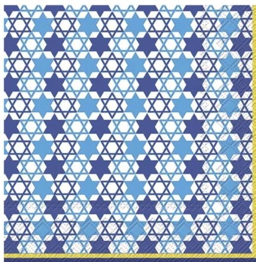 Star of David Hannukah Paper Napkin - Cocktail Size
