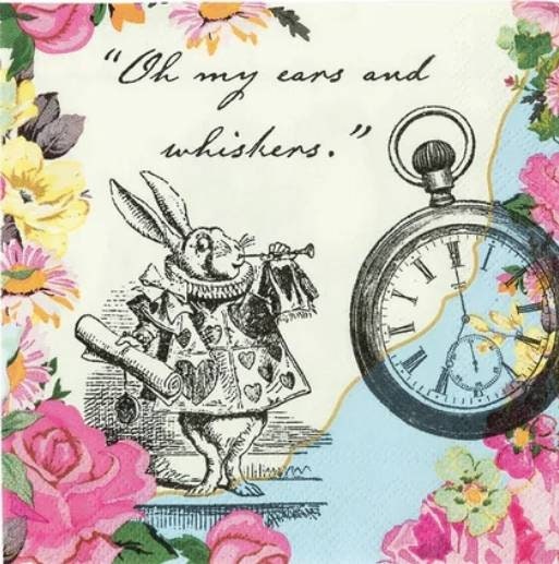 Rabbit Clock Napkin - Cocktail Size