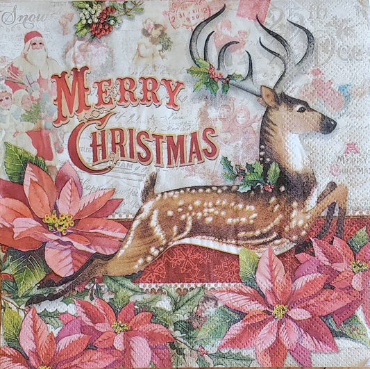 Christmas Reindeer Paper Napkin - Luncheon Size