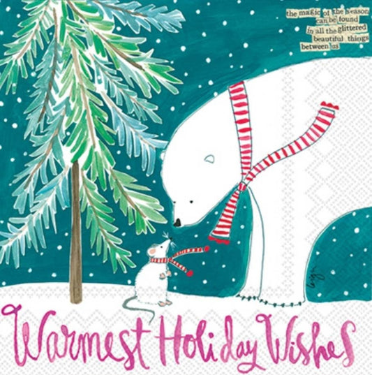 Christmas Polar Bear Mouse Paper Napkin - Cocktail Size