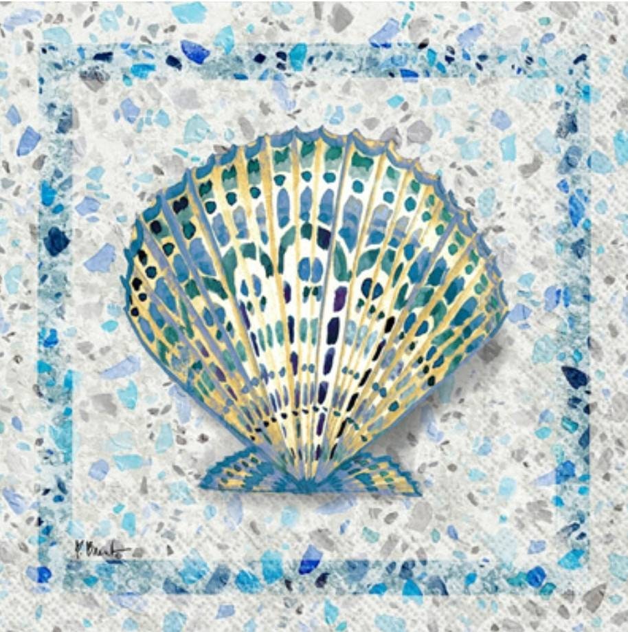 Seashell & Beach Glass Paper Napkin - Cocktail Size
