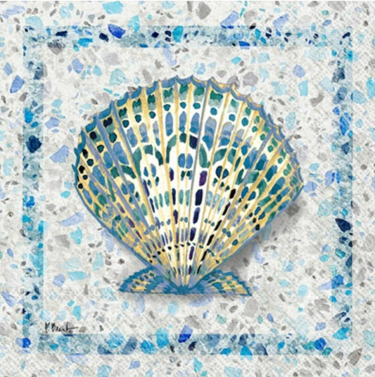 Seashell & Beach Glass Paper Napkin - Cocktail Size
