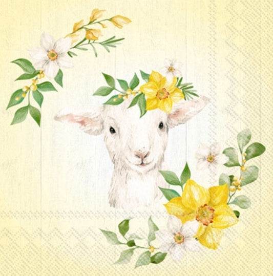 Spring Lamb Paper Napkin  - Cocktail Size