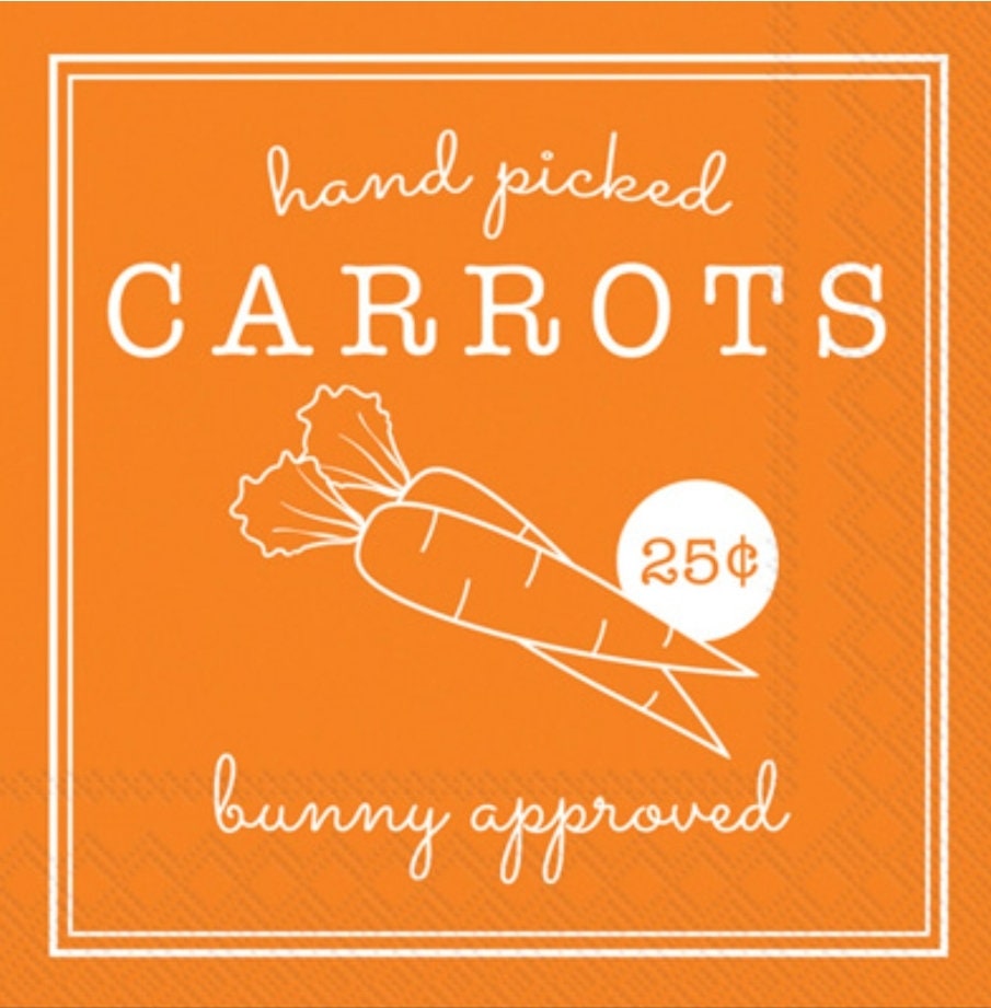 Easter Carrots Sign Paper Napkin - Cocktail Size