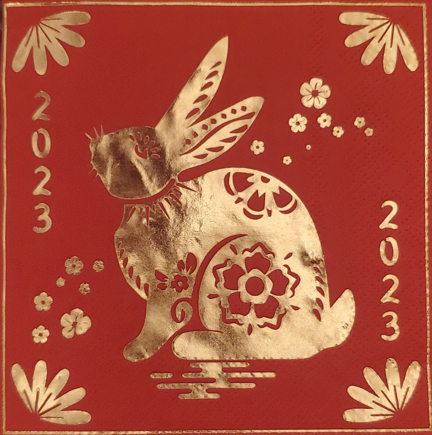 New Year Bunny Paper Napkin - Cocktail Size