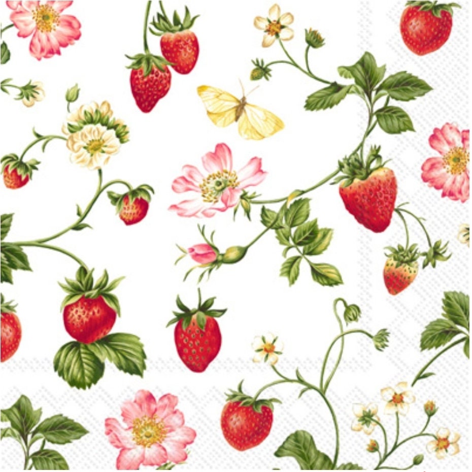 Stawberry Paper Napkin - Cocktail Size