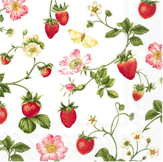 Stawberry Paper Napkin - Cocktail Size