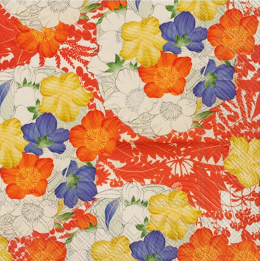 Flowers Kimono Paper Napkin - Cocktail Size