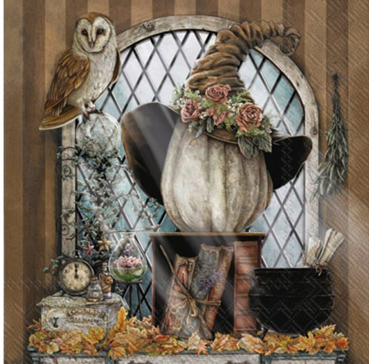 Halloween Witch Owl Magic Paper Napkin - Luncheon Size