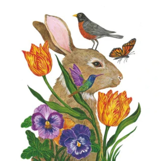 Easter Bunny & Robin Paper Napkin - Cocktail Size