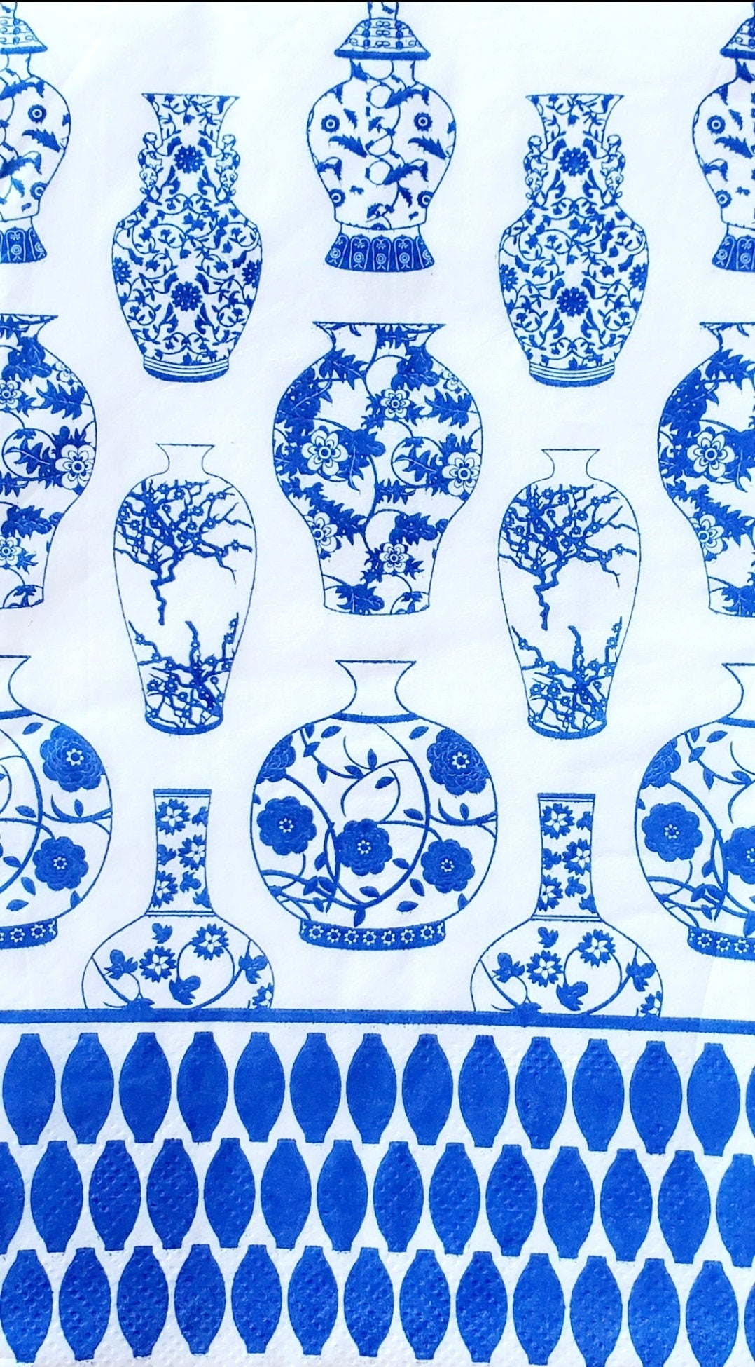 Blue & White Chinoiserie Vase Paper Napkin - Guest Size