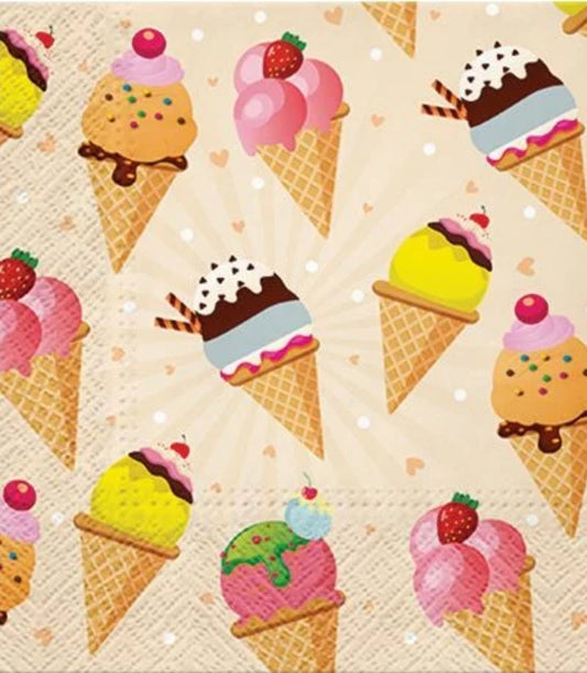 Ice Cream Paper Napkin - Luncheon Size