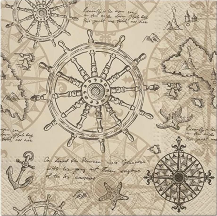 Map Sailing Ship Paper Napkin - Luncheon Size
