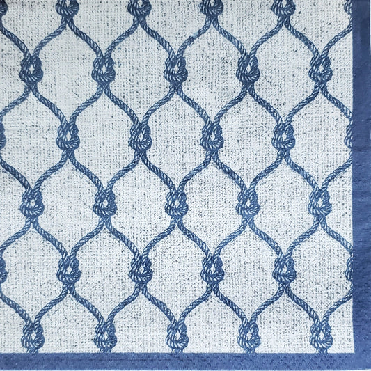 Blue Nautical Sailing Rope Paper Napkin - Cocktail Size