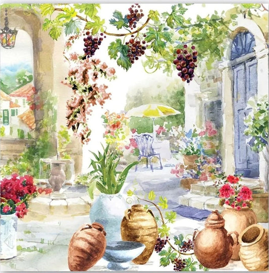 Tuscan Terrace Vineyard Paper Napkin - Cocktail Size