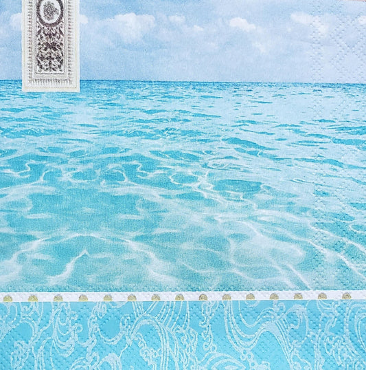 Ocean Water Paper Napkin - Cocktail Size