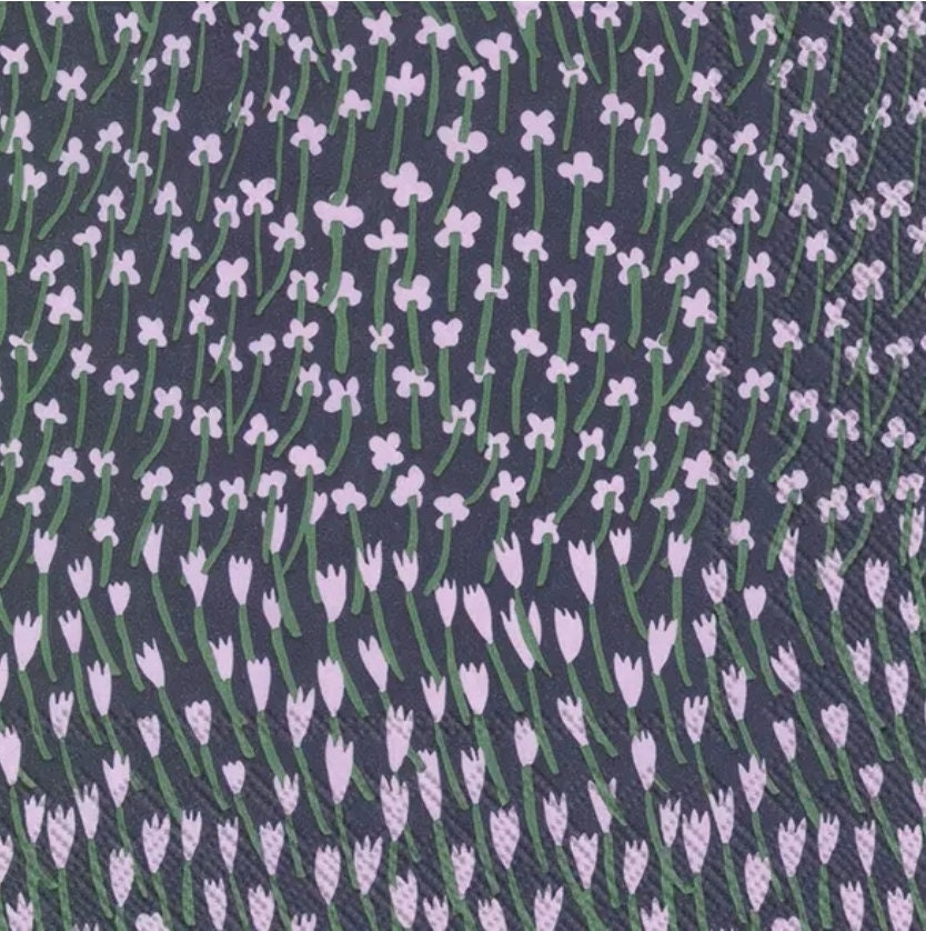 Purple Flower Meadow Paper Napkin - Luncheon Size
