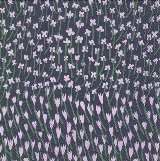 Purple Flower Meadow Paper Napkin - Luncheon Size