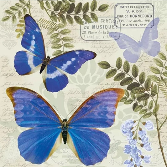 Blue Butterfly Paper Napkin - Luncheon Size