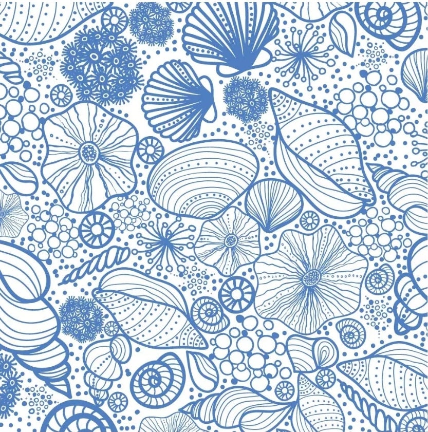 Blue & White Seashell Paper Napkin - Luncheon Size