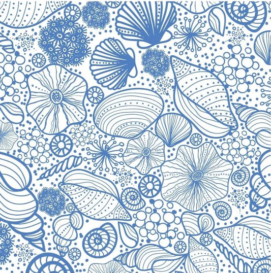Blue & White Seashell Paper Napkin - Luncheon Size